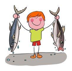 Caught two fish stock illustration