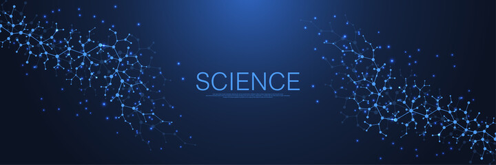 Wall Mural - molecular abstract structure and genetic engineering, healthcare and medicine background. scientific
