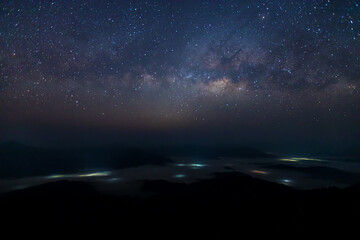 Wall Mural - Milky way galaxy at night. Image contains noise and grain due to high ISO. Image also contains soft focus and blur. The Milky Way is our galaxy. 