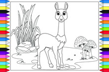 Coloring Vicuna Animal Cartoon For Kids
