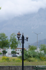  A large vintage city lantern. A lone lantern. Street lighting