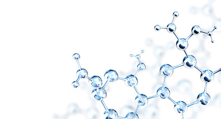 Wall Mural - horizontal banner with models of abstract molecular structure