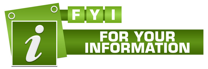 Wall Mural - FYI - For Your Information Green Squares Symbol Horizontal 