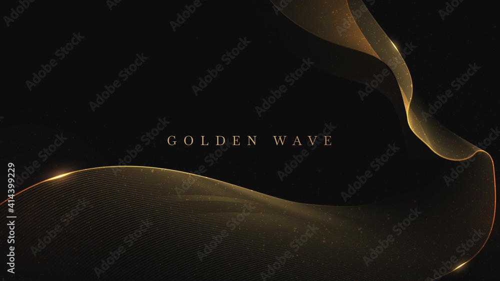 Golden wave on black background , luxury modern concept. vector ...