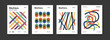 Minimal bauhaus moden posters set. Abstract geometric striped pattern. Business presentation vector A4 covers collection. Simple cubism composition.