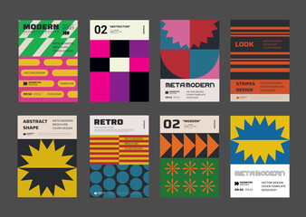 Modern aesthetics posters collection. Swiss design pattern vector design. Mimimal geometric placards. Creative templates with abstract shapes for Cover, Brochure, Flayer and Banner.