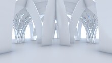 Futuristic Architecture Background Design Columns In Interior 3d Render