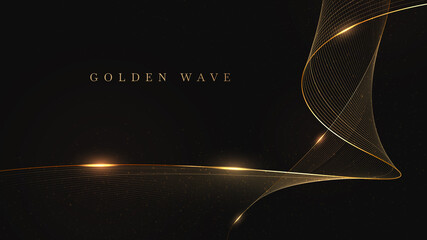 Golden wave on black background , luxury modern concept. vector illustration for design.