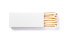White Matchbox And White Match Sticks On A White Background With Clipping Path