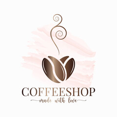 Sticker - coffee bean watercolor logo love concept design