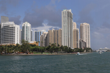 Sticker - Beautiful view of residential condos along the Intracoastal Waterway near Hollywood, Florida