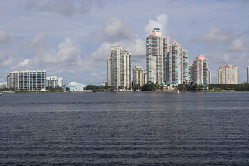 Poster - Beautiful view of residential condos along the Intracoastal Waterway near Hollywood, Florida