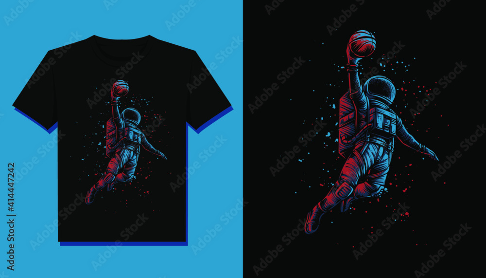 basketball astronaut t shirt vector illustration Stock Vector | Adobe Stock