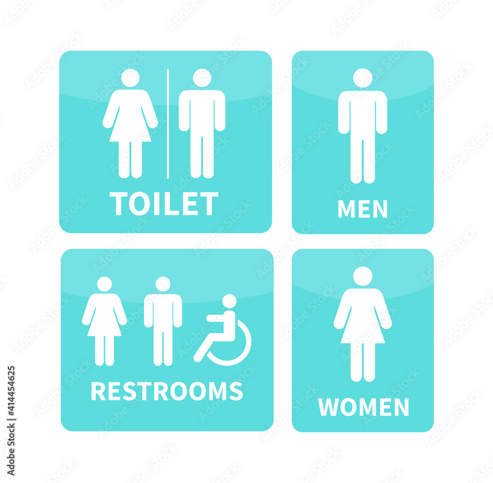 Set toilet signs. Men and women restroom icon. Disabled wheelchair icon ...