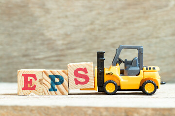 Canvas Print - Toy forklift hold letter block S to complete word EPS (Abbreviation of Earnings per share) on wood background