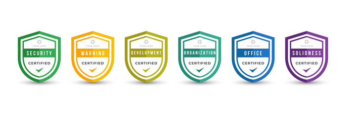 Wall Mural - certified logo badge shield design for company training badge certificates to determine based on cri