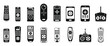 Tv remote control icons set. Simple set of tv remote control vector icons for web design on white background