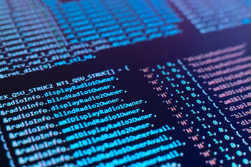 macro monitor screen with program code on it, making the new php script