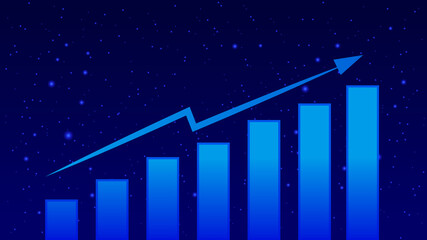 Business graph with arrow . Business analysis grow up dashboard .  