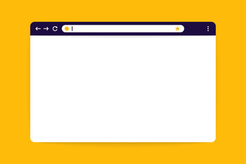 Web browser page mockup. Blank internet browser window with favourites sign in flat design. Vector illustration