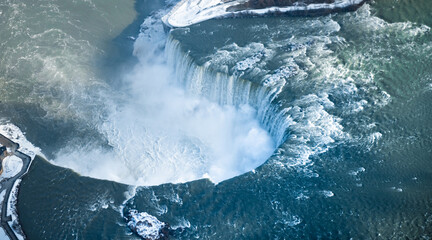 Wall Mural - Aerial views of Niagara falls in winter