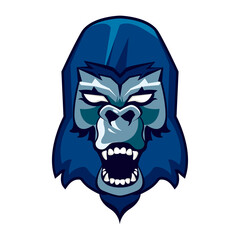 Canvas Print - wild gorilla animal head blue icon