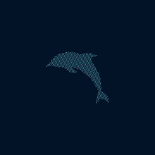 Blue Dolphin Vector Silhouette Created From Dots