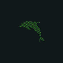 Green Dolphin Vector Silhouette Created From Dots