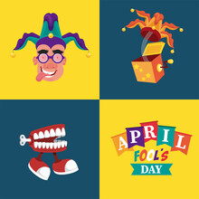 April Fools Day Lettering With Three Icons