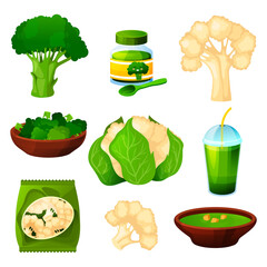 Set of cauliflower and broccoli, vegetable product