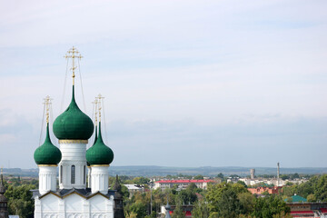 beautiful old domes of the Rostov the great city - jewel of the golden ring