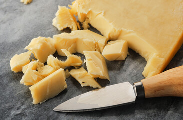 Wall Mural - Grated parmesan cheese close-up.