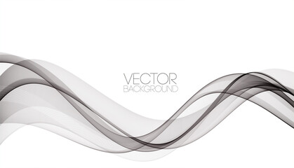 Wall Mural - abstract smooth gray wave vector. curve flow grey motion illustration. gray smoke wavy lines.