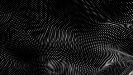 Dot white black wave technology texture background. Abstract big data digital concept. 3d rendering.