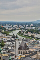 Wall Mural - Europe, Austria, Salzburg, A view of the Salzach River and Salzburg from the Castle