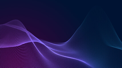 dot blue purple wave line light gradient dark background. abstract technology big data digital backg