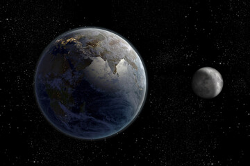 Wall Mural - Sunrise on Earth and Moon