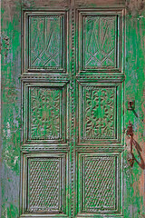 Sticker - Turkey, Ephesus. Details on faded door at ancient city.