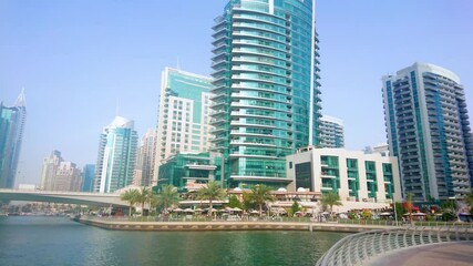 Wall Mural - Panorama of Dubai Marina with glass skyscrapers, UAE