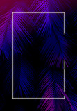 Fototapeta Przestrzenne - Dark purple and pink gradient tropical neon light background