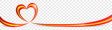 Spain Spanish Flag Heart Ribbon Banner On Transparent Background Vector Illustration