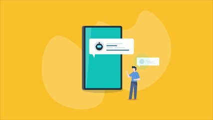 Wall Mural - chatbot business assistant helping or answering customer query, online service and support with ai t