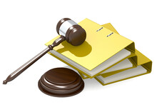 Wooden Judge Gavel And Yellow Folder