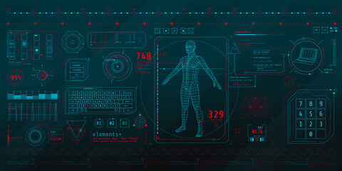 Wall Mural - a set of thin elements on the topic of data scanning.