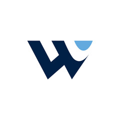 Letter W logo with water drop, flat logo template