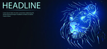Lion Head. Digital Low Poly Wireframe Of Futuristic Vector. Finance And Business Concept. 