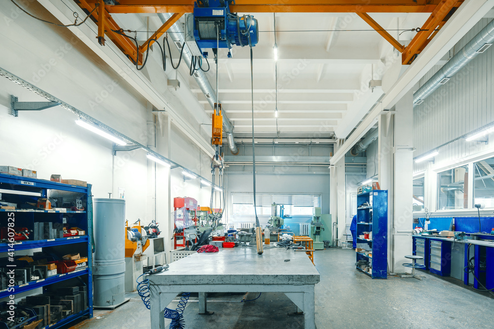 The interior of the metalworking shop. Modern industrial enterprise ...