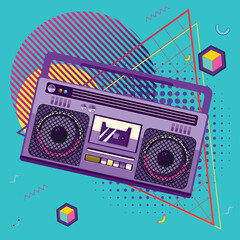 Boombox retro style poster