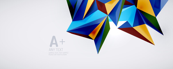 Vector triangle geometric backgrounds. Low poly 3d shape on light backdrop. Vector illustration for covers, banners, flyers and posters and other designs