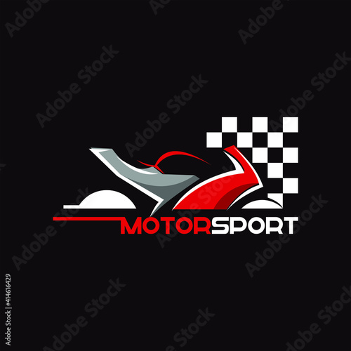 Motorsport Illustration with Race Flag Design Template Ideas for Sport Industry